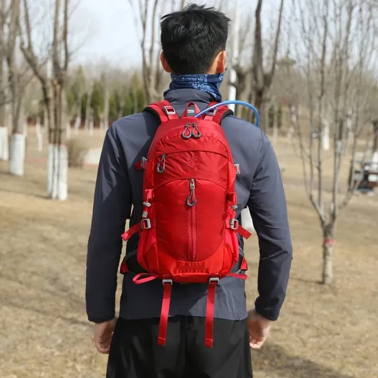 Tas Ransel Wanita Bahan Nylon Polos Warna Merah Bentuk Kotak Tali Lebar Resleting Model