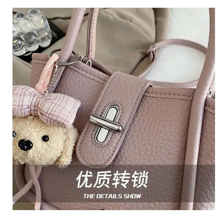 Tas Selempang Wanita Bahan PU Sintetis Polos Warna Pink Bentuk Bulat Tali untuk Toko Online