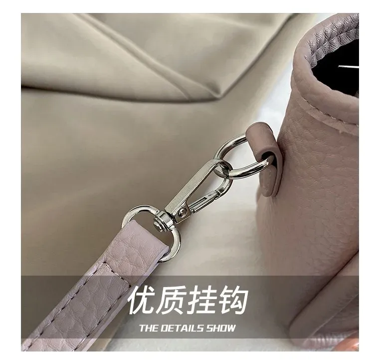 Tas Selempang Wanita Bahan PU Sintetis Polos Warna Pink Bentuk Bulat Tali untuk Toko Online
