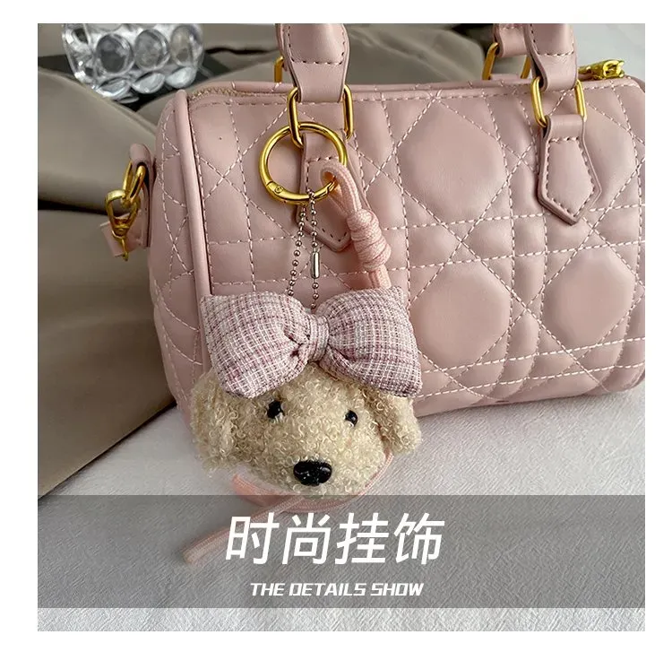 Tas Selempang Wanita Bahan PU Sintetis Model Quilted Warna Pink Bentuk Bulat Grosir Import