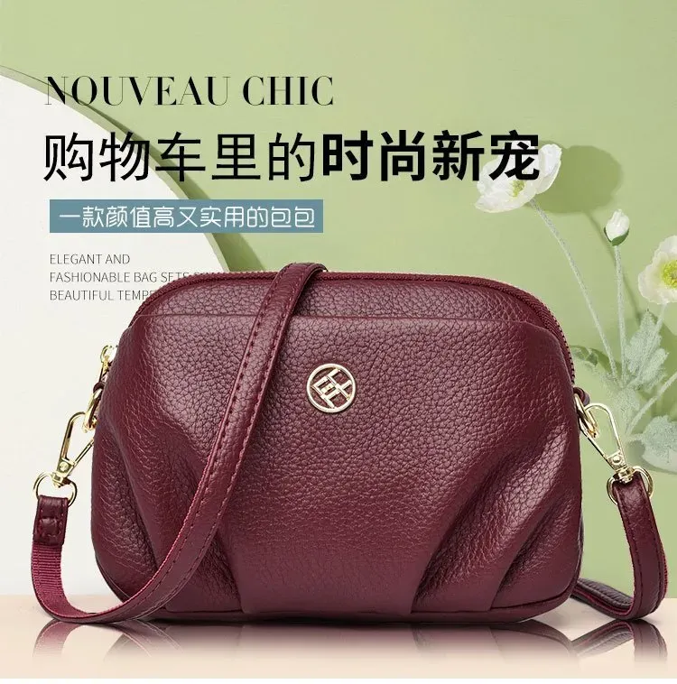 Tas Selempang Wanita Bahan PU Sintetis Polos Warna Merah Bentuk Kotak Tali Koleksi Reseller