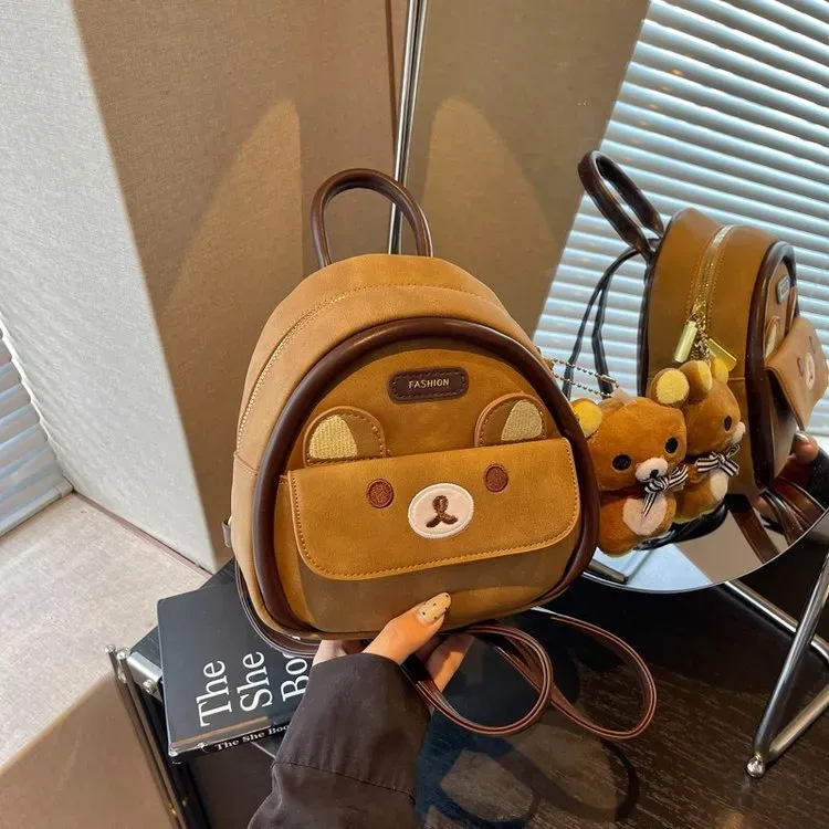 Tas Ransel Wanita Bahan PU Sintetis Polos Bentuk Kotak Tali Panjang Resleting Grosir Import