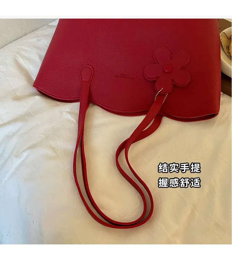 Tas Selempang Wanita Bahan PU Sintetis Polos Warna Merah Bentuk Kotak Tali Lebar Resleting