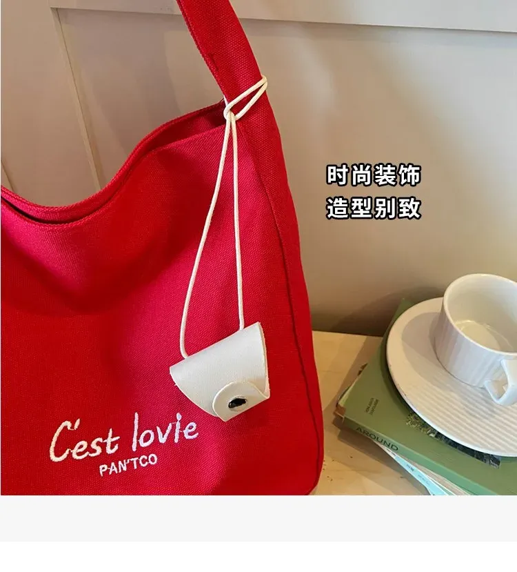 Tas Selempang Wanita Bahan PU Sintetis Polos Warna Merah Model Hobo Tali Panjang Grosir Import