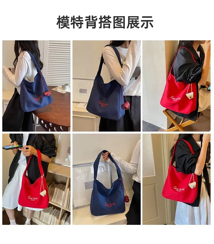 Tas Selempang Wanita Bahan PU Sintetis Polos Warna Merah Model Hobo Tali Panjang Grosir Import
