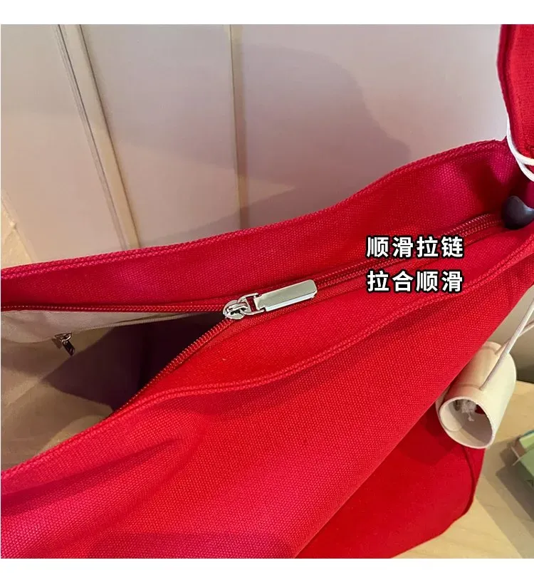 Tas Selempang Wanita Bahan PU Sintetis Polos Warna Merah Model Hobo Tali Panjang Grosir Import
