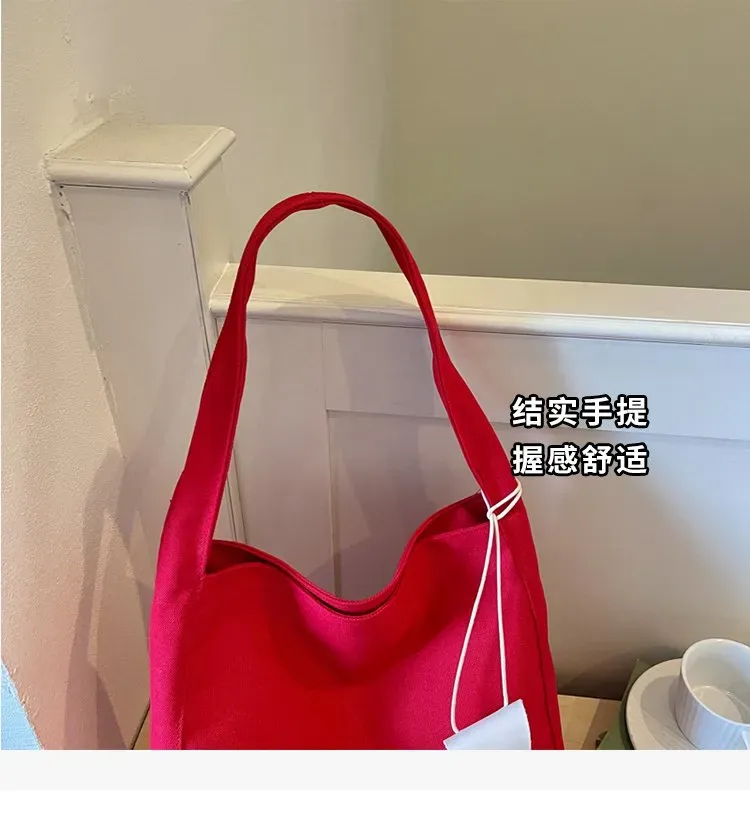 Tas Selempang Wanita Bahan PU Sintetis Polos Warna Merah Model Hobo Tali Panjang Grosir Import