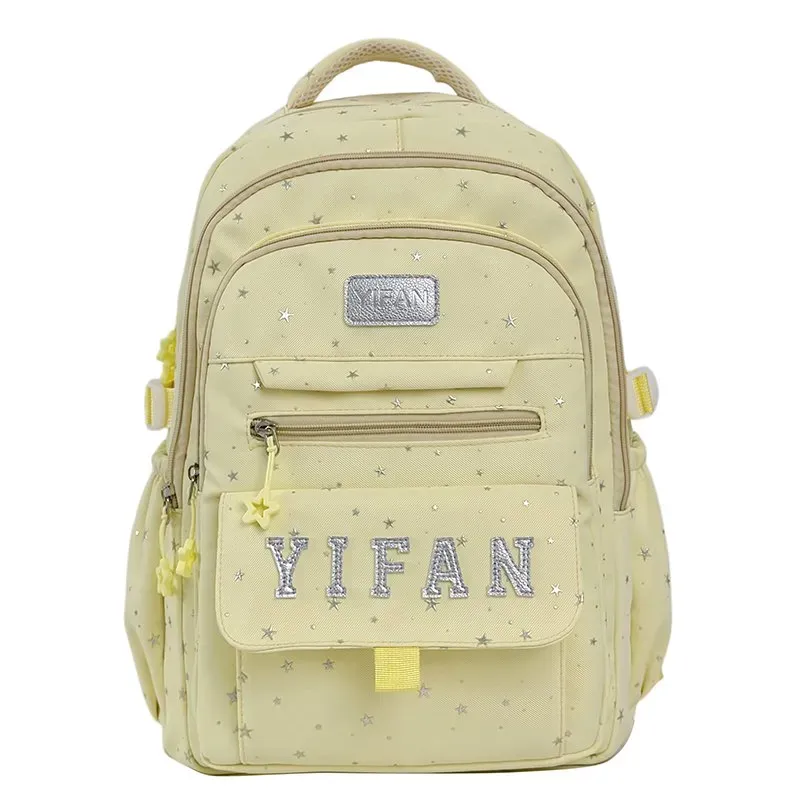 Tas Ransel Wanita Bahan Nylon Motif Bintang Bentuk Kotak Tali Lebar Resleting Grosir Import