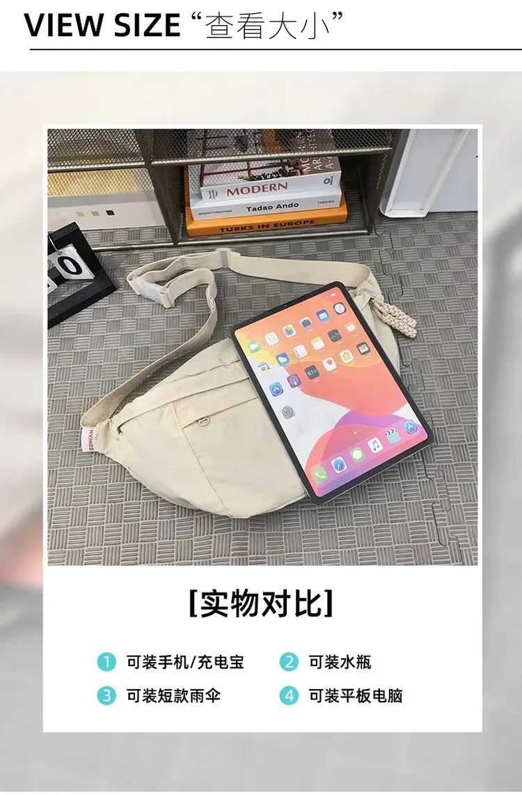 Tas Selempang Pria Bahan Kain Polos Warna Hitam Bentuk Kotak Tali Panjang Grosir Import