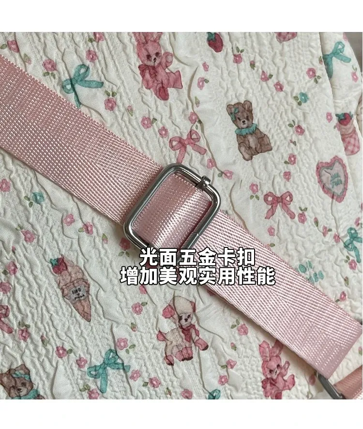 Tas Ransel Wanita Bahan PU Sintetis Motif Print Warna Pink Bentuk Kotak Tali untuk Reseller