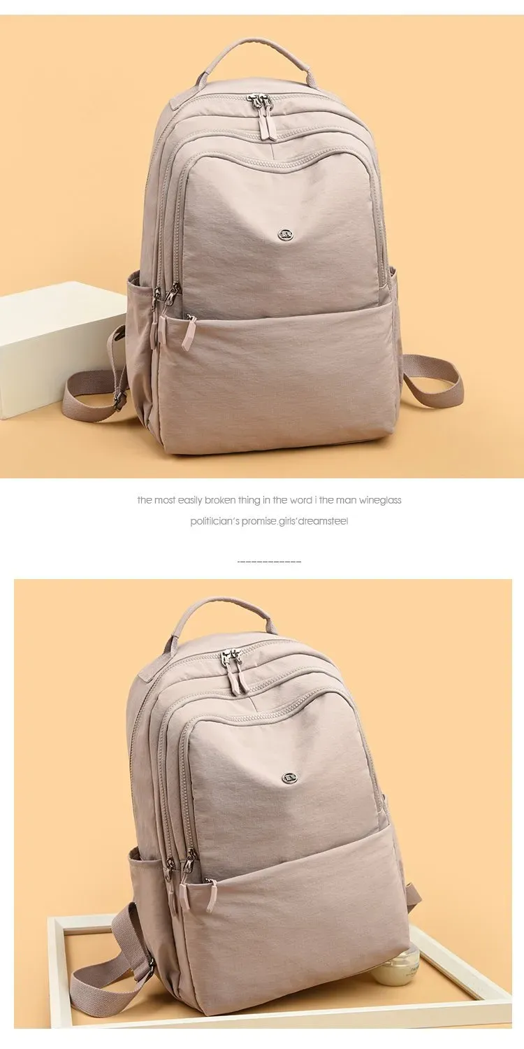 Tas Ransel Wanita Bahan Nylon Polos Warna Hitam Bentuk Kotak Tali Lebar Stok Grosir
