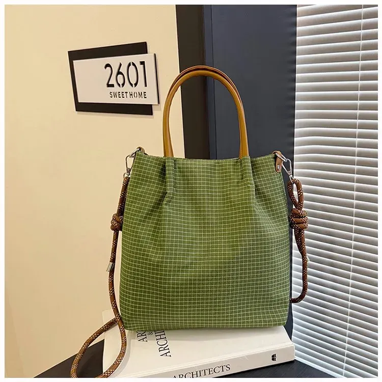 Tas Selempang Wanita Bahan PU Sintetis Motif Print Warna Hijau Bentuk Kotak Tali Pilihan