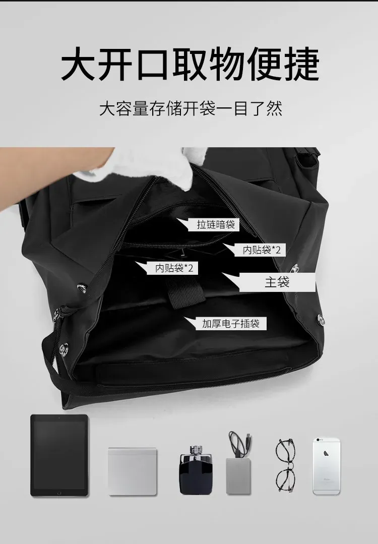 Tas Ransel Pria Bahan Oxford Polos Warna Hitam Bentuk Kotak Tali Lebar Kapasitas Model Flap
