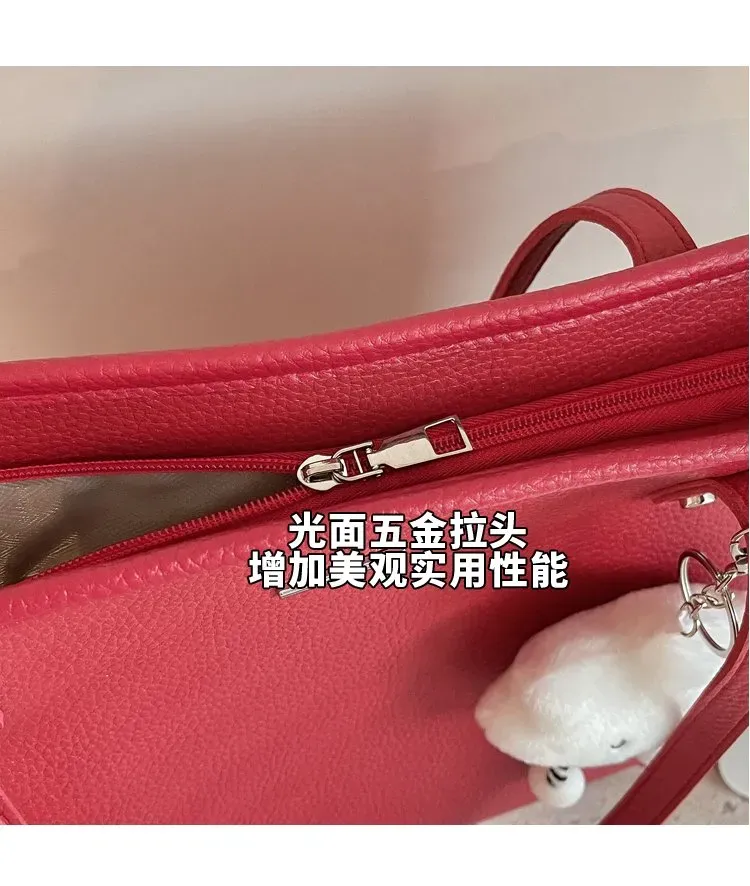 Tas Selempang Wanita Bahan PU Sintetis Polos Warna Merah Bentuk Kotak Tali Stok China