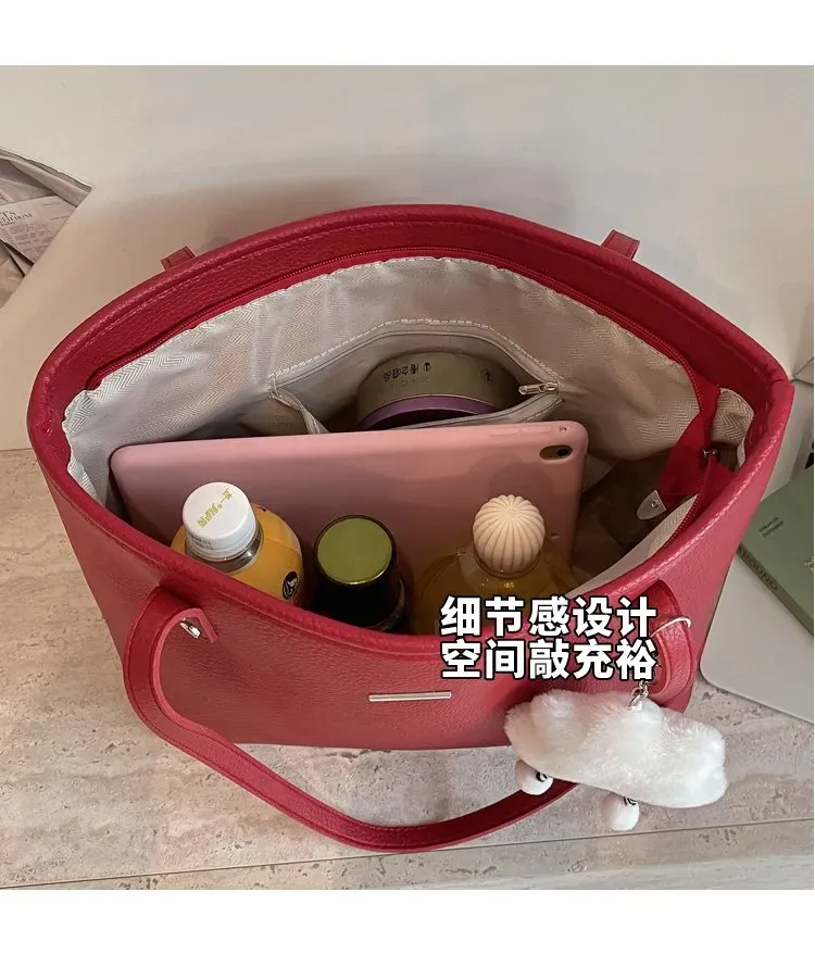 Tas Selempang Wanita Bahan PU Sintetis Polos Warna Merah Bentuk Kotak Tali Stok China