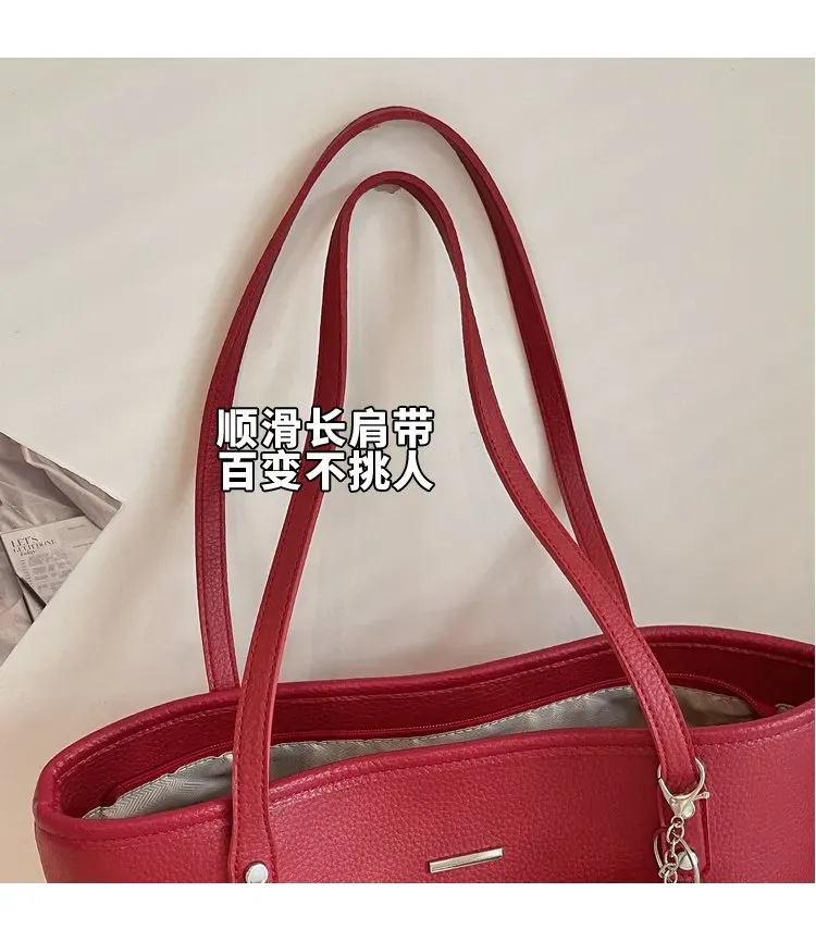 Tas Selempang Wanita Bahan PU Sintetis Polos Warna Merah Bentuk Kotak Tali Stok China