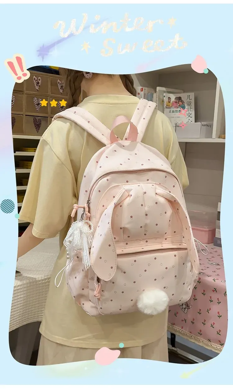 Tas Selempang Wanita Bahan Nylon Motif Polkadot Warna Hitam Bentuk Kotak Tali Resleting Grosir