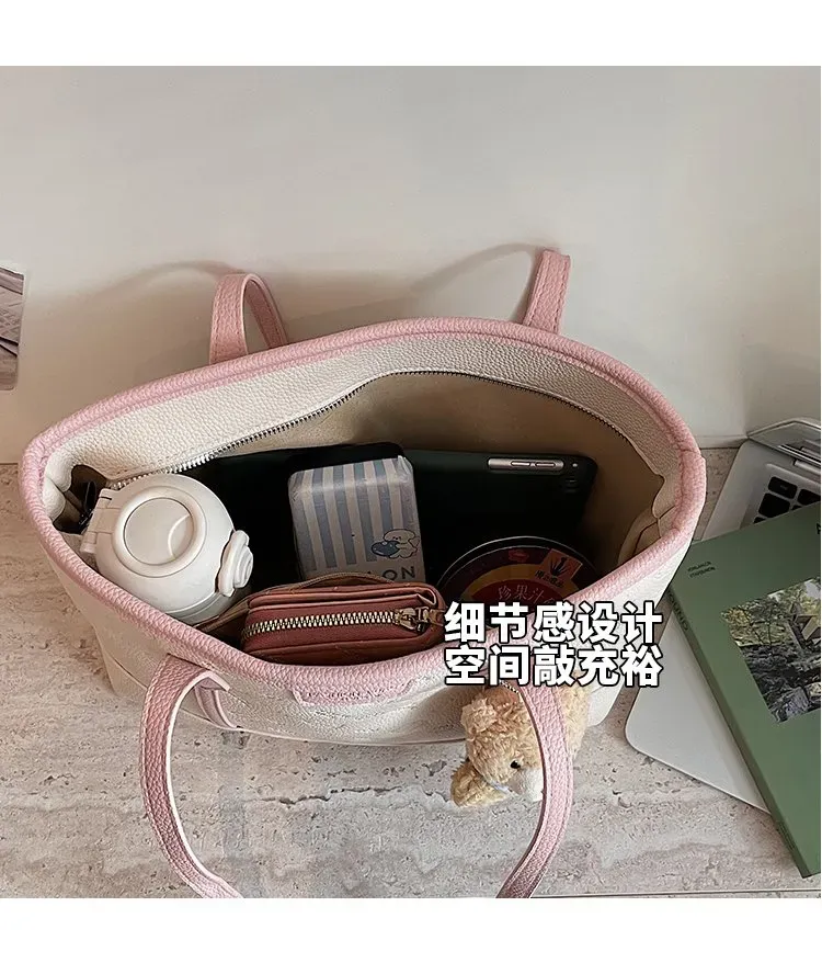 Tas Selempang Wanita Bahan PU Sintetis Motif Print Warna Pink Bentuk Kotak Tali Pilihan