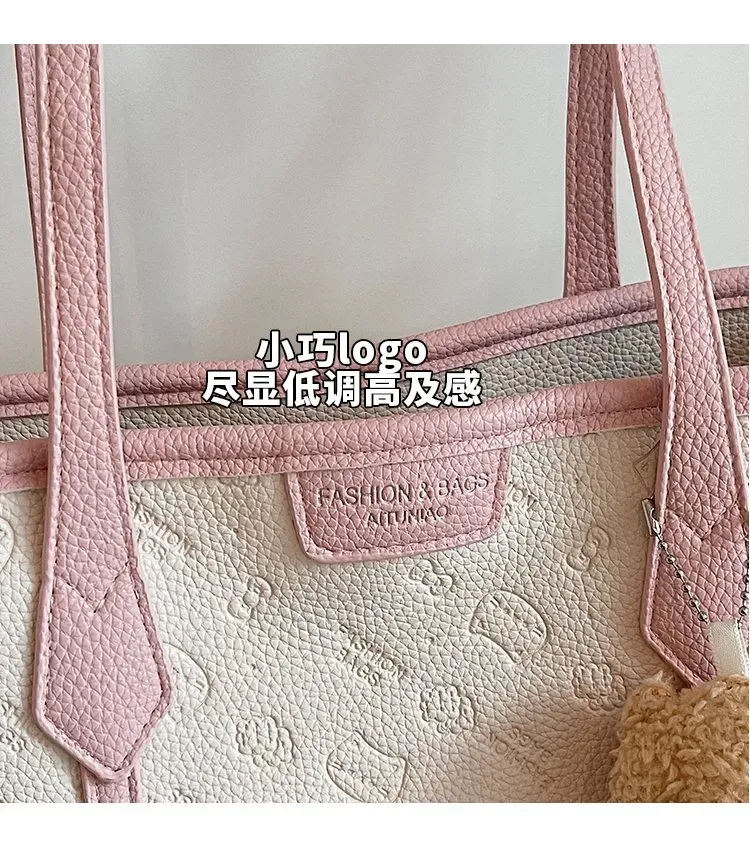 Tas Selempang Wanita Bahan PU Sintetis Motif Print Warna Pink Bentuk Kotak Tali Pilihan