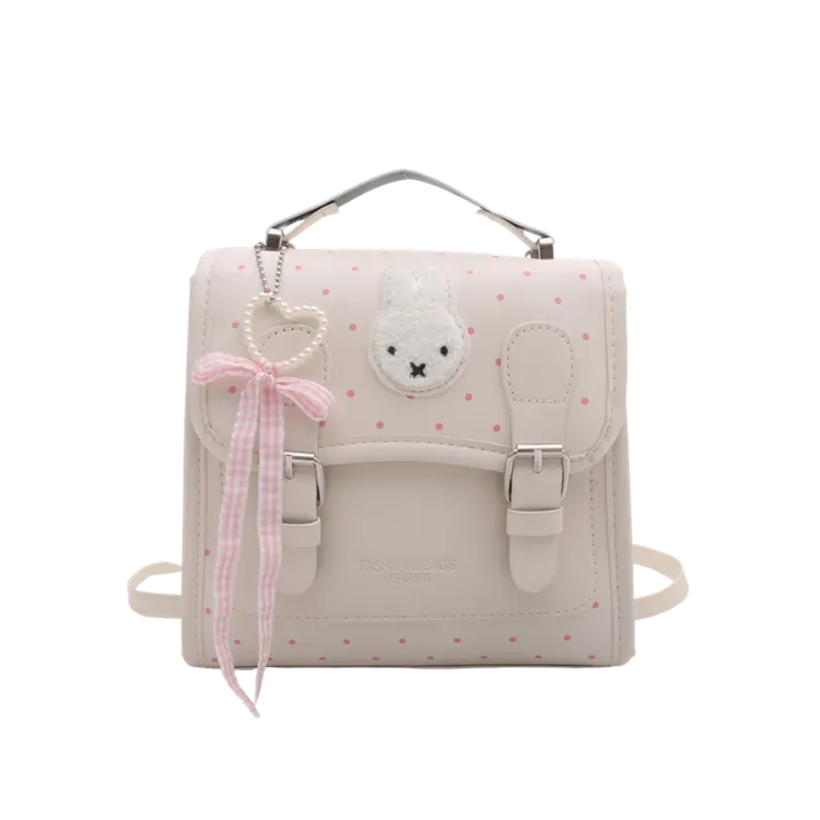 Tas Selempang Wanita Bahan PU Sintetis Motif Polkadot Warna Pink Bentuk Kotak Model Flap