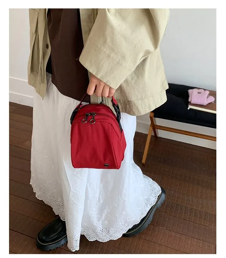 Tas Selempang Wanita Bahan PU Sintetis Polos Warna Merah Bentuk Kotak Tali Grosir Import
