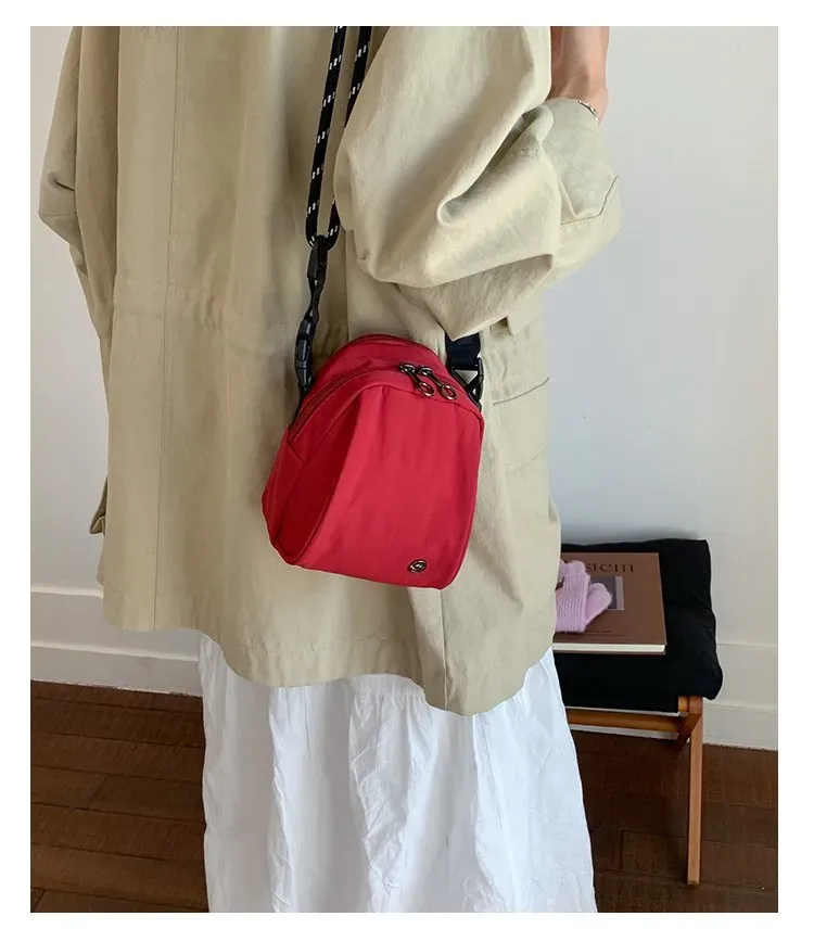 Tas Selempang Wanita Bahan PU Sintetis Polos Warna Merah Bentuk Kotak Tali Grosir Import