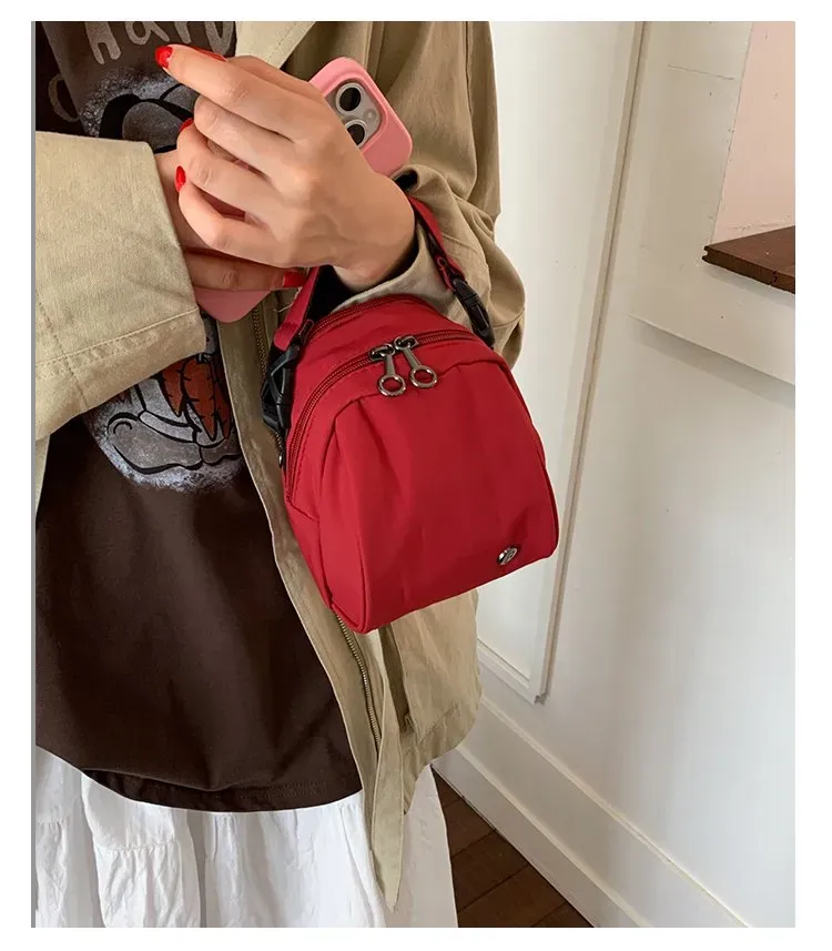 Tas Selempang Wanita Bahan PU Sintetis Polos Warna Merah Bentuk Kotak Tali Grosir Import