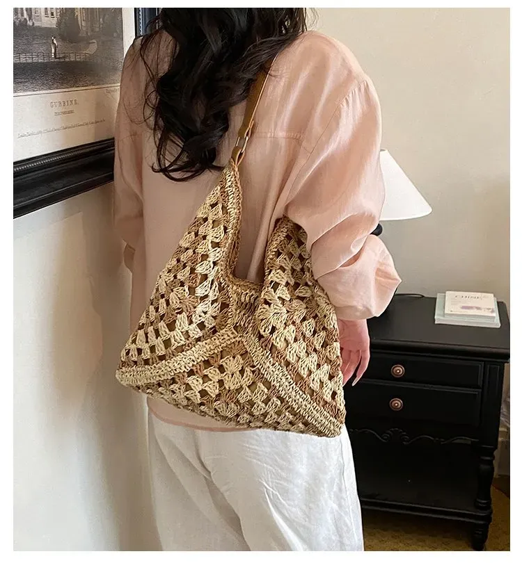 Tas Selempang Wanita Bahan PU Sintetis Model Quilted Warna Hitam Model Hobo Tali untuk Reseller