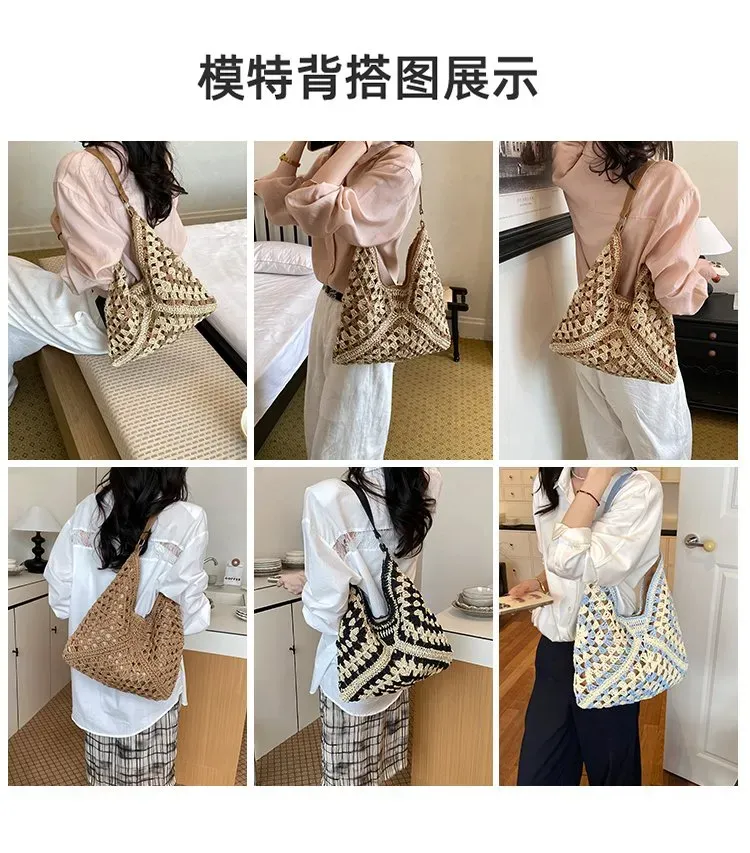 Tas Selempang Wanita Bahan PU Sintetis Model Quilted Warna Hitam Model Hobo Tali untuk Reseller