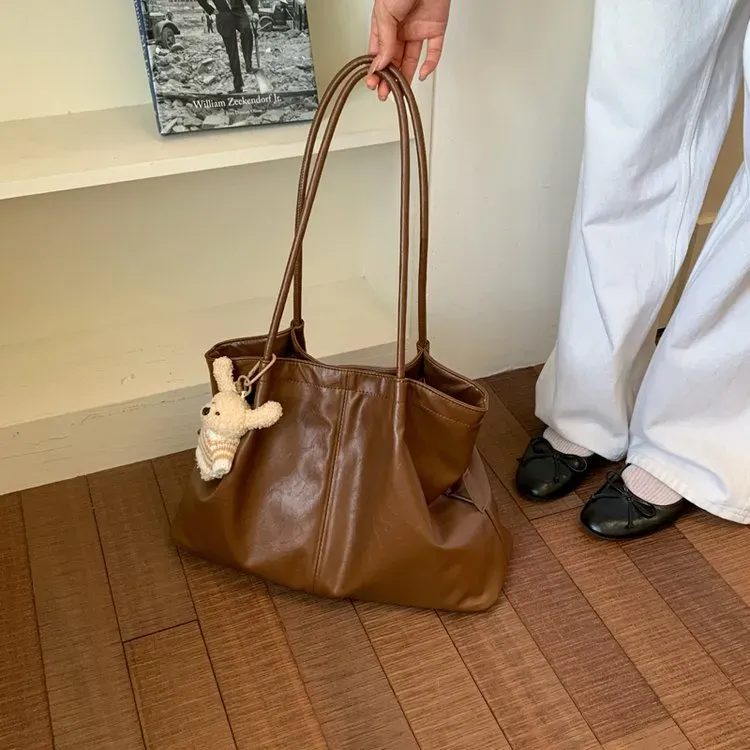 Tas Selempang Wanita Bahan PU Sintetis Polos Warna Hitam Bentuk Kotak Tali Dengan Gantungan