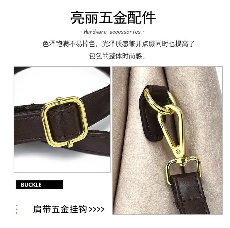 Tas Selempang Wanita Bahan PU Sintetis Polos Warna Beige Tali Lebar Resleting Grosir Import