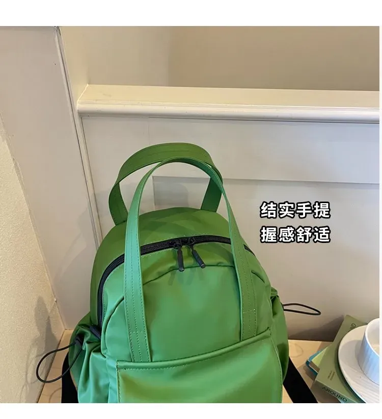 Tas Ransel Wanita Bahan Nylon Warna Merah Mini Resleting Grosir Import