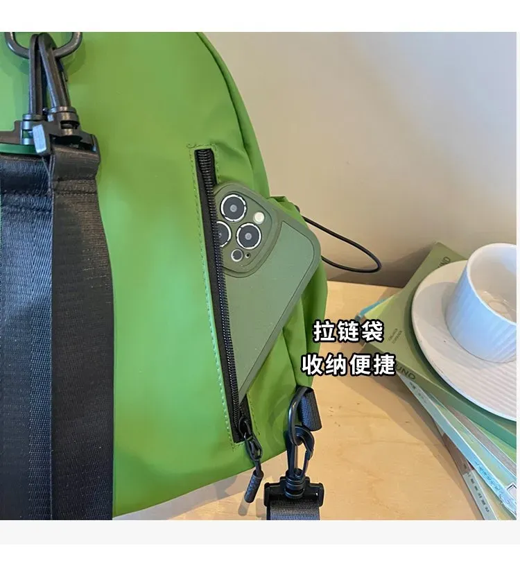 Tas Ransel Wanita Bahan Nylon Warna Merah Mini Resleting Grosir Import