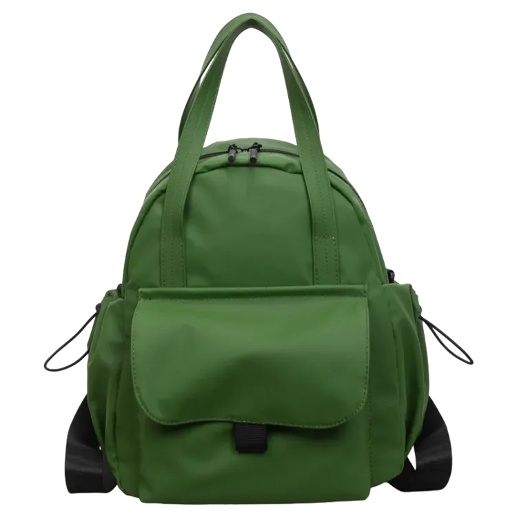 Tas Ransel Wanita Bahan Nylon Warna Merah Mini Resleting Grosir Import