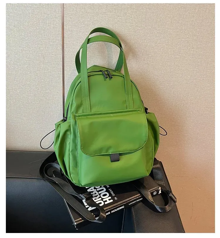 Tas Ransel Wanita Bahan Nylon Warna Merah Mini Resleting Grosir Import