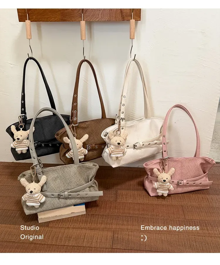 Tas Selempang Wanita Bahan PU Sintetis Polos Warna Hijau Bentuk Kotak Tali Lebar