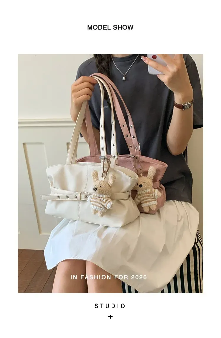 Tas Selempang Wanita Bahan PU Sintetis Polos Warna Hijau Bentuk Kotak Tali Lebar