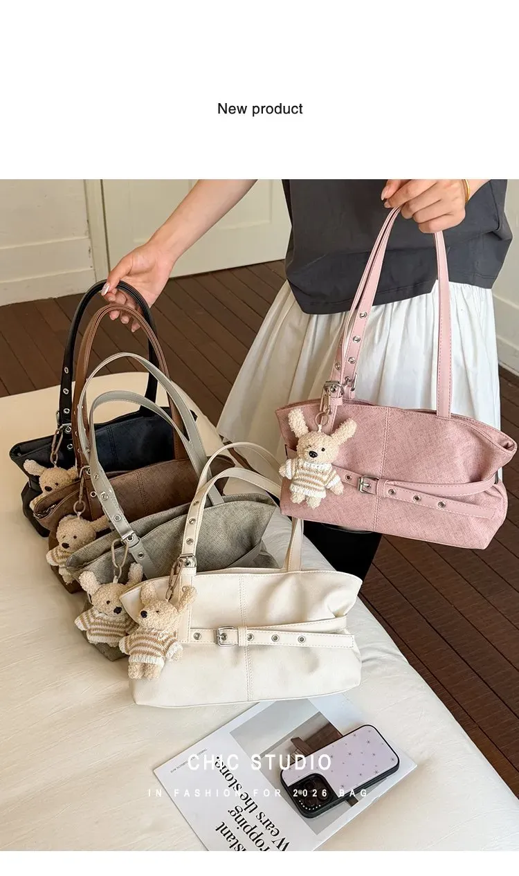 Tas Selempang Wanita Bahan PU Sintetis Polos Warna Hijau Bentuk Kotak Tali Lebar