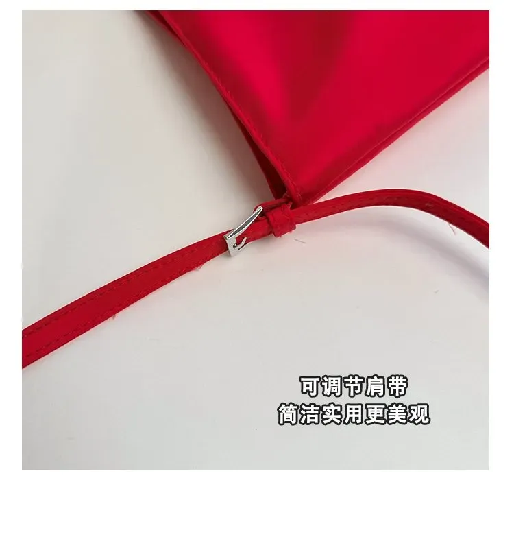 Tas Bucket Wanita Bahan PU Sintetis Polos Warna Merah Bentuk Bucket Tali Panjang Grosir Import