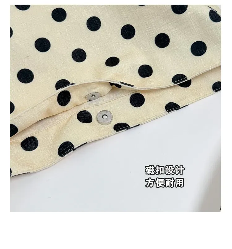 Tas Selempang Wanita Bahan PU Sintetis Motif Polkadot Warna Hitam Model Hobo Pilihan Reseller