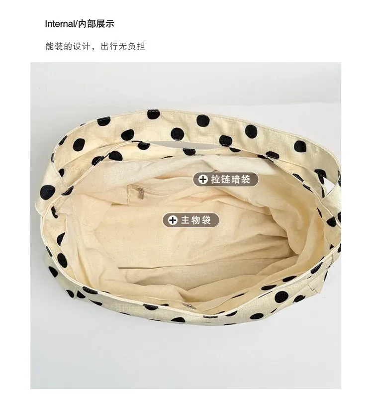 Tas Selempang Wanita Bahan PU Sintetis Motif Polkadot Warna Hitam Model Hobo Pilihan Reseller