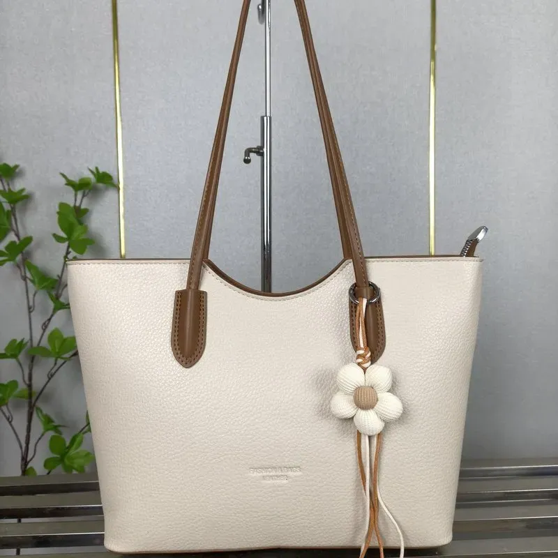 Tas Tote Wanita Bahan PU Sintetis Polos Bentuk Kotak Tali Lebar Resleting Katalog Grosir