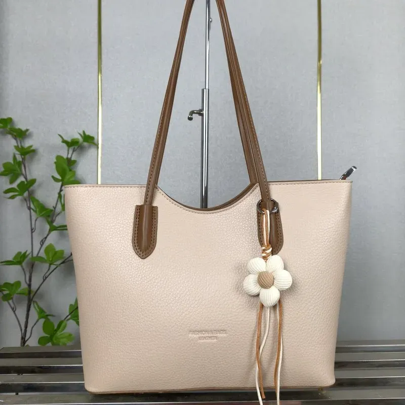 Tas Tote Wanita Bahan PU Sintetis Polos Bentuk Kotak Tali Lebar Resleting Katalog Grosir