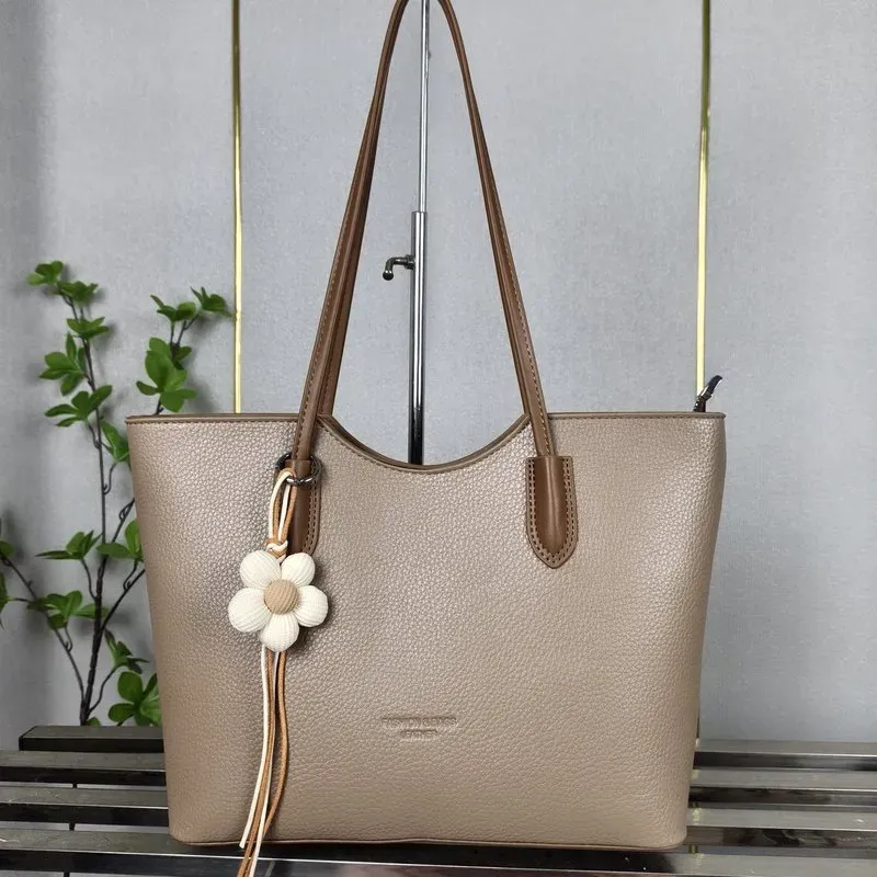 Tas Tote Wanita Bahan PU Sintetis Polos Bentuk Kotak Tali Lebar Resleting Katalog Grosir