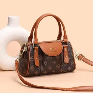 Tas Selempang Wanita Bahan Kain Motif Print Bentuk Kotak Tali Panjang Resleting Grosir Import