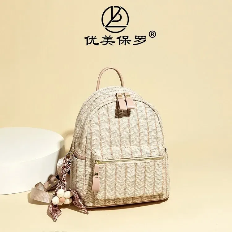 Tas Ransel Anak Bahan PU Sintetis Aksen Mutiara Warna Putih Bentuk Kotak Tali Grosir Import
