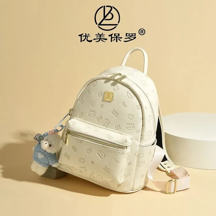 Tas Ransel Anak Bahan PU Sintetis Aksen Mutiara Warna Putih Bentuk Kotak Tali Grosir Import
