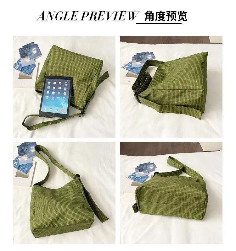 Tas Selempang Wanita Bahan Nylon Motif Print Warna Ungu Bentuk Kotak Tali Grosir Import
