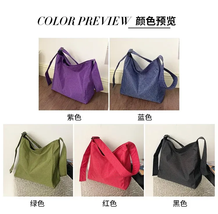 Tas Selempang Wanita Bahan Nylon Motif Print Warna Ungu Bentuk Kotak Tali Grosir Import