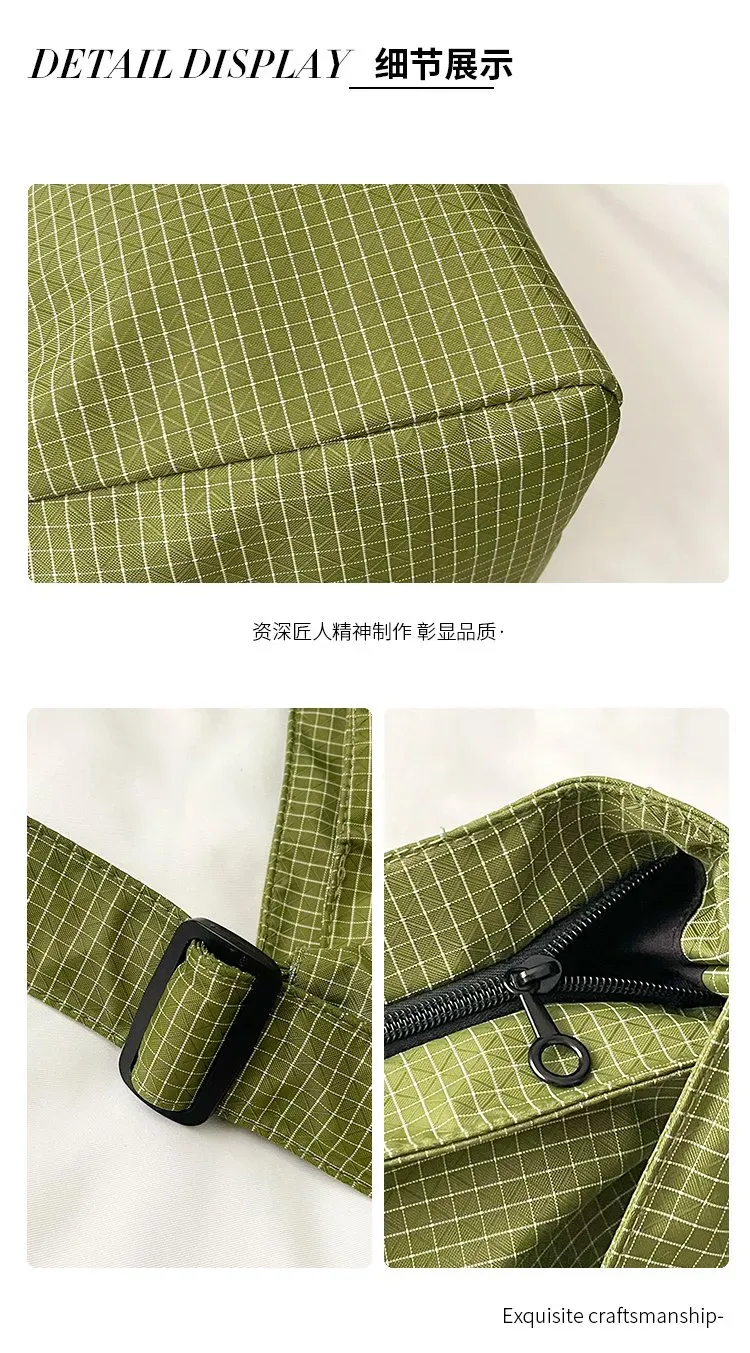 Tas Selempang Wanita Bahan Nylon Motif Print Warna Ungu Bentuk Kotak Tali Grosir Import